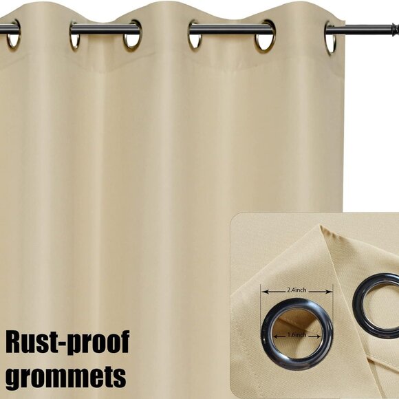 Waterproof Outdoor Curtains for Patio, Premium Thick Privacy (Cream) 53Wx84L - Picture 3 of 6